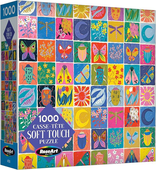 RoseArt - Soft Touch - Summer Quilt 1000 Piece Jigsaw Puzzle for Adults, Colorful Modern Design Finished Size 26.625 x 19.25 Made in USA
