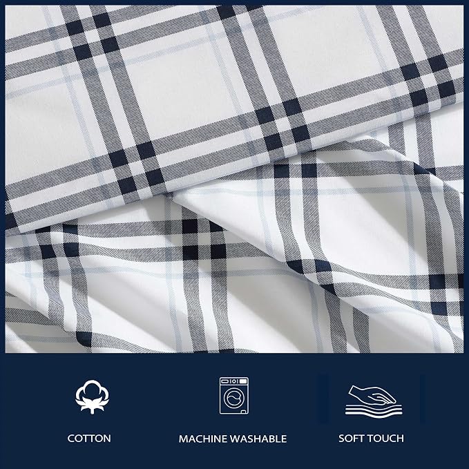 Nautica - Full Bed Sheets, Lightweight Cotton Percale Bedding Set with Matching Pillowcases, Crisp & Cool, Oeko-Tex Certified (Ryan Cove Plaid Blue)