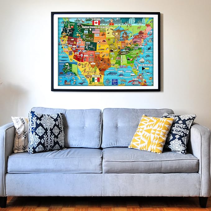 Think2Master Colorful United States Map 100 Pieces Jigsaw Puzzle Great for Families. Great Gift USA.23.4” X 16.5”