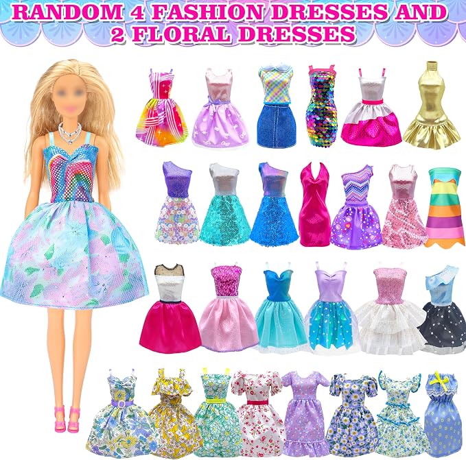 Style Shine Doll Clothes and Accessories Set, Wedding Gowns, Evening Dresses, Fashion Dresses, Casual Outfits Top and Pant, Swimsuit Bikini, Hangers, Shoes and Accessories Toys for Girl Gift