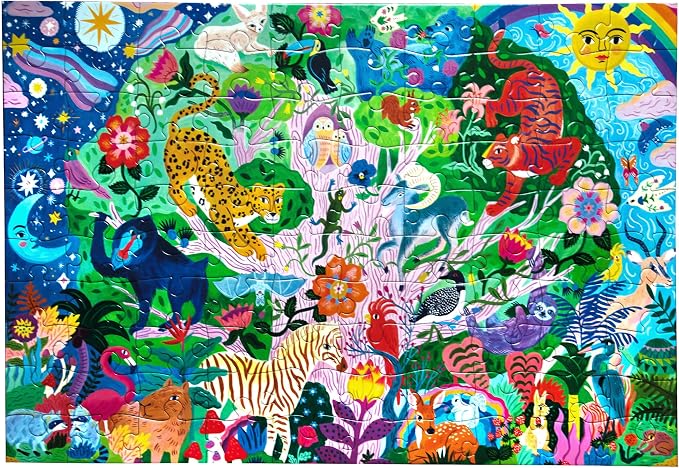 eeBoo 100 Piece Puzzle for Kids - Tree of Wildlife Children's Puzzle Nature Themed, Large Pieces for Small Hands to Develop Motor Skills