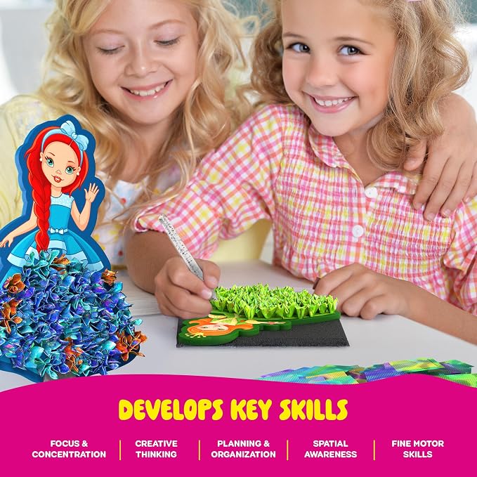 Dan&Darci Jab Jab Art Magical Princesses Kit - Gifts for 5 Year Old Girls - Arts and Crafts for Kids Ages 4-8, 4-6 - Mess-Free Craft - Birthday Gift Ideas for Girls Ages 4, 5, 6, 7, 8, 9