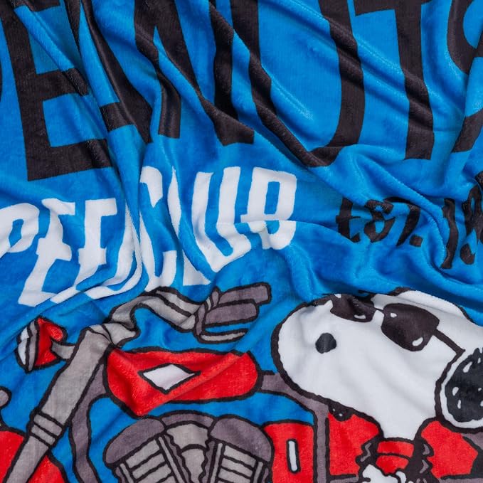 Silver Buffalo Peanuts Snoopy Speed Club Est 1950 45" x 60" Fleece Throw, Soft and Cozy Blanket, 185 GSM