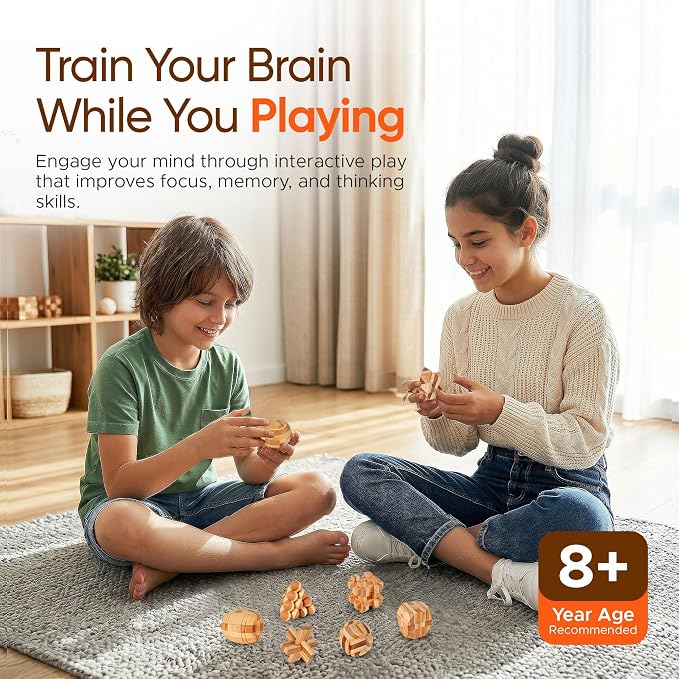 Wooden Brain Teaser Puzzles, 15pcs 3D Brain Teasers for Adults Teens Kids, Logic Mind Puzzle Box Lock Toy Removing Assembling 3D Small Puzzle Gift Set, Small 3D Unique IQ Hand Puzzles
