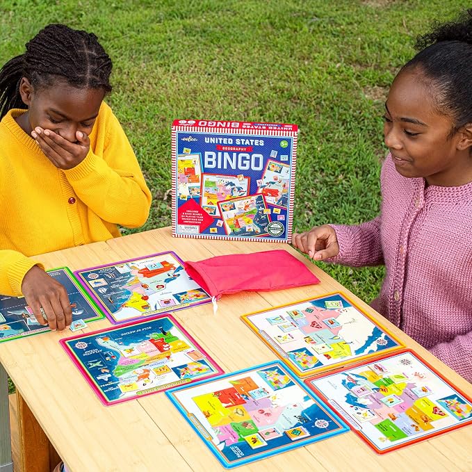 eeBoo: USA Geography Bingo for Kids for Ages 5+, A Fun Kids Learning Game that Teaches About the USA and Improves Memory