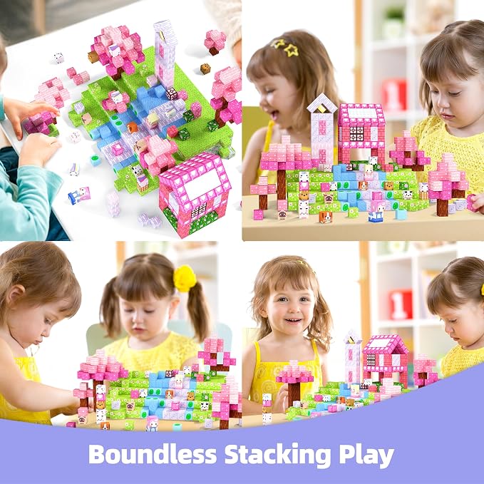 GobiDex 100PCS Magnetic Blocks Kid Building Toys for 3+ Years Old Girls, Upgraded STEM Sensory Gifts for Princess, Kids Magnets Game for Toddler