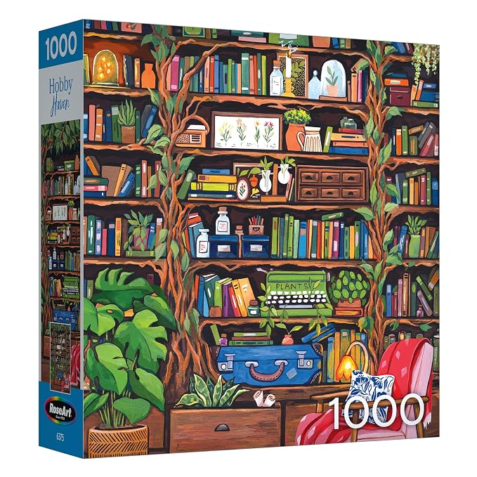 RoseArt - Hobby Haven - Bookshelf - 1000 Piece Jigsaw Puzzle for Adults - Perfect for Reading Enthusiasts