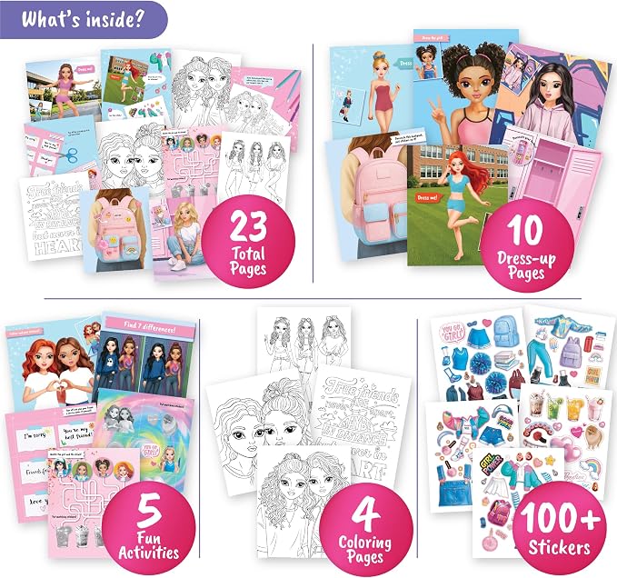 BSCOOL Me and My Bestie - Sticker Dress Up, Drawing, Coloring and Fun Activity for Girls Ages 5 and Up. Creative Fashion Design for Betfriends.Gift for Girls