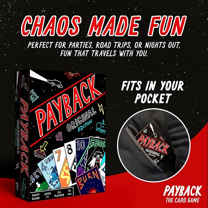 PAYBACK Original Edition – Fun Family Card Games with Betrayal, Strategy & Chaos for Teens & Adults, Fast-paced Party & Travel Game Night Favorite, Ideal for Teens, Friends & Families