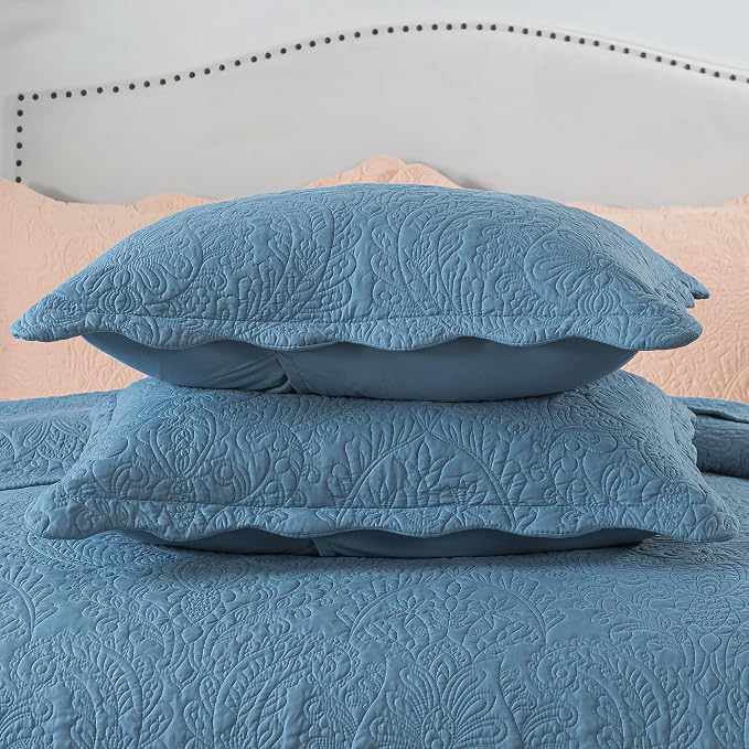 HoneiLife King Quilt Bedding Sets - 3 Piece Microfiber Quilt Sets Lightweight Bedspreads Reversible Coverlets Retro Bed Cover Quilt King Size All Season Quilts
