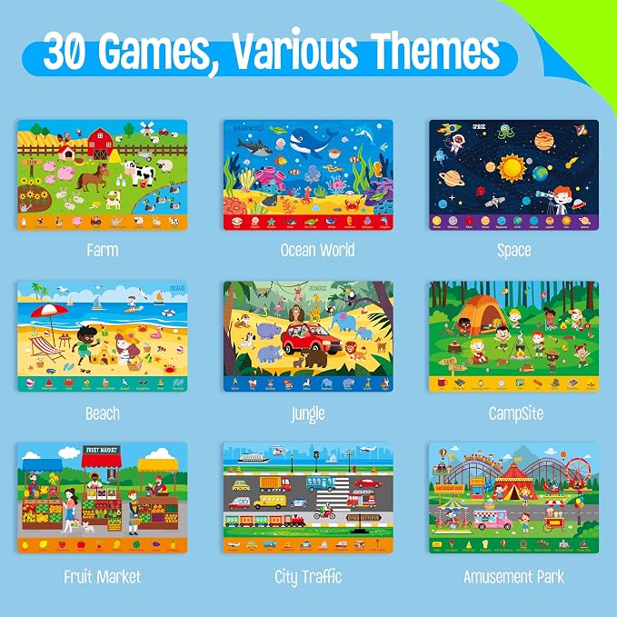 SpriteGru Search & Find Book, 30 Dry Erase Activities Game Pad, Reusable & Erasable Montessori Learning Toy Educational Games Autism Sensory Toys for Preschool Girls and Boys Ages 3, 4, 5, 6