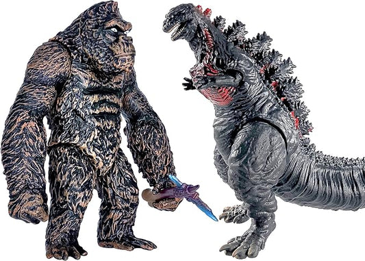 TwCare Set of 2 Legendary Shin Monster Dinosaur vs King Kong Toy Action Figures, Movable Joints Movie Series Soft Vinyl, Travel Bag