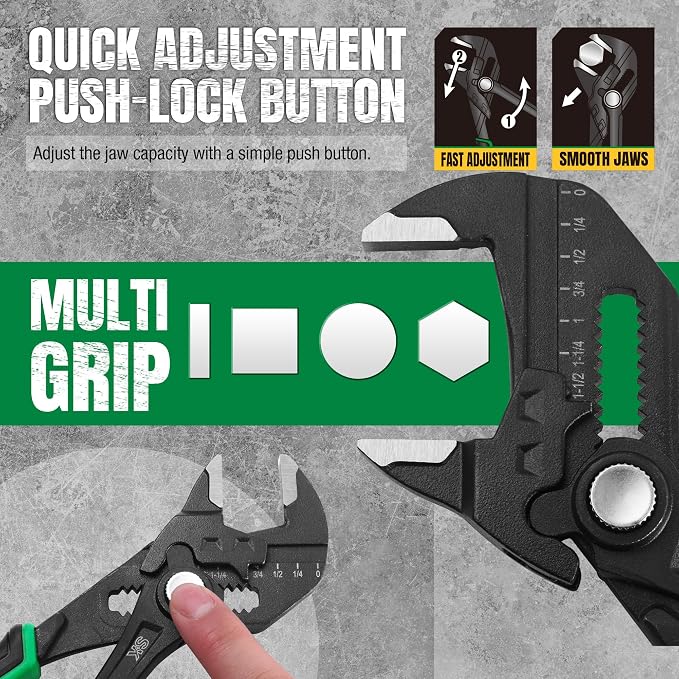SK 2-Piece Pliers Wrench Set, Adjustable Parallel Smooth Jaw Pliers, 6-Inch, 7.5-Inch, Premium CR-V Construction, with Pocket Tool Pouch