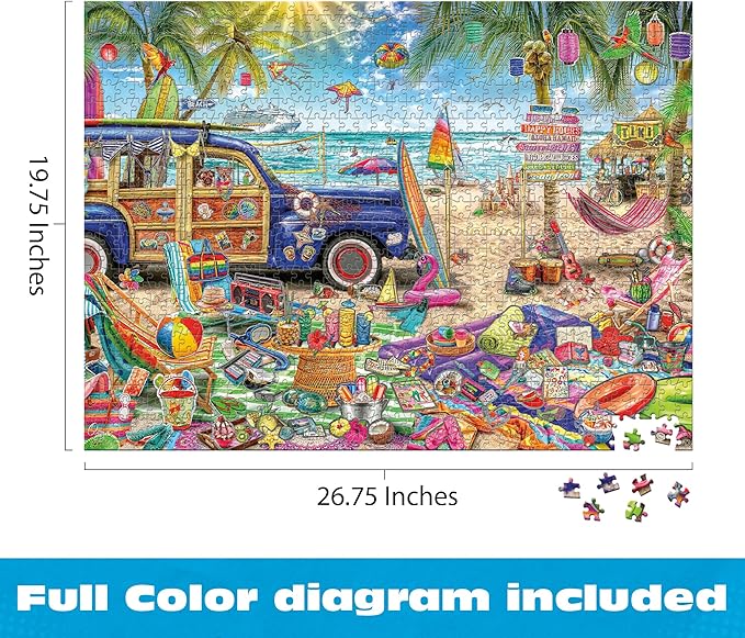 Buffalo Games – Aimee Stewart Beach Vacation 1000-Piece Jigsaw Puzzle for Adults, Silver Select Premium Puzzle with Foil Accents