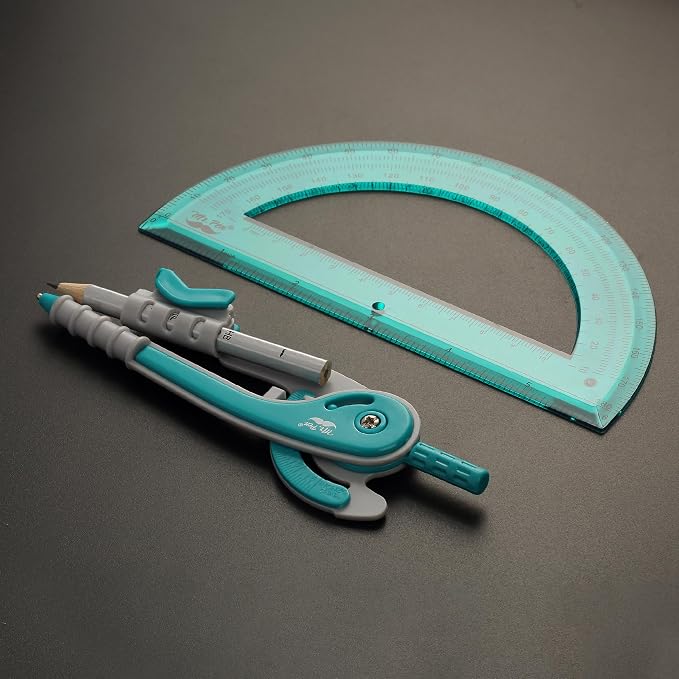 Mr. Pen- Geometry Compass and Protractor Set, 6 Inch Compass | 6 Inch Protractor, Drawing Tool for School, Clear Plastic, Easy Grip, Precision Design for Math, Art, Drafting, Architecture