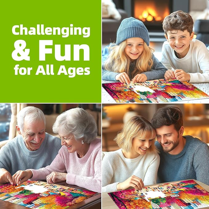 Puzzles for Adults 1000 Pieces, Autumn Market Impossible Hard Difficult Challenging Puzzles for Adults, Street View Jigsaw Puzzle for Family Games Gift, 27.5 x 19.7 inch