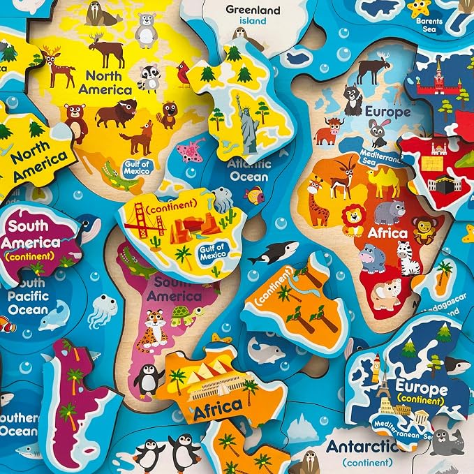 QUOKKA Puzzles for Kids Ages 4-6 - 3 Set Toddler Wooden Puzzles for Kids Ages 3-5- Learning United States Toys for Childrens 6-8 - Educational Toys for 3 Year Old Boys and Girls - Award Winning