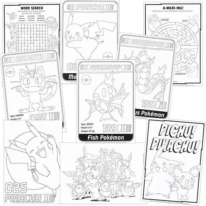 Bendon Pokemon Stickers Activity Set with Pokemon Coloring Book with Stickers, Reward Sticker Set, Craft Door Hanger
