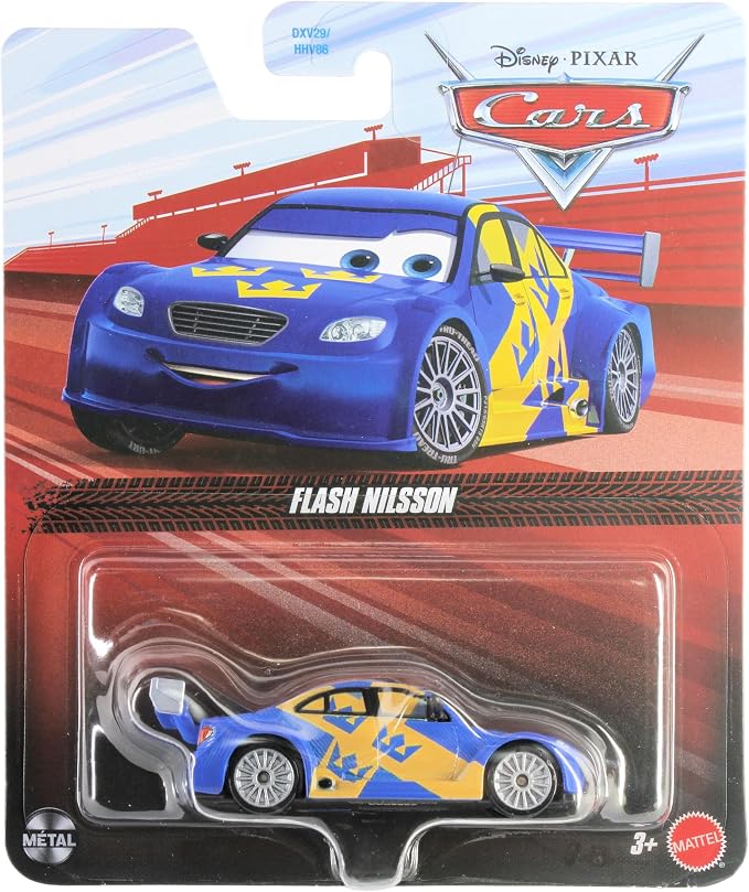 Mattel Disney Cars 2026 1:55 Scale Diecast Swedish Race Car Flash Nilsson
