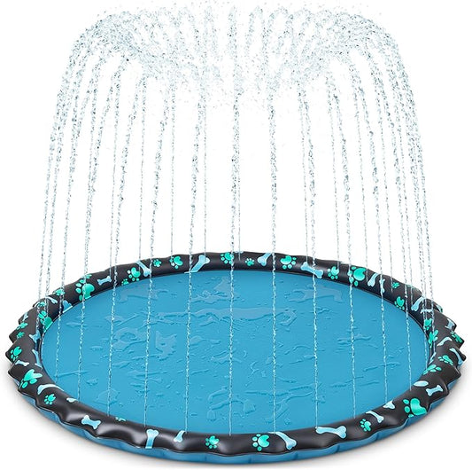 SplashEZ Non Slip Splash Pad for Kids & Dogs, 89’’ Extra Large Splash Pad Sprinkler for Kids, Dog Water Summer Toys - Great Outdoor Toys for Toddlers 1-3 & Children Ages 4-8, Baby Pool for Backyard