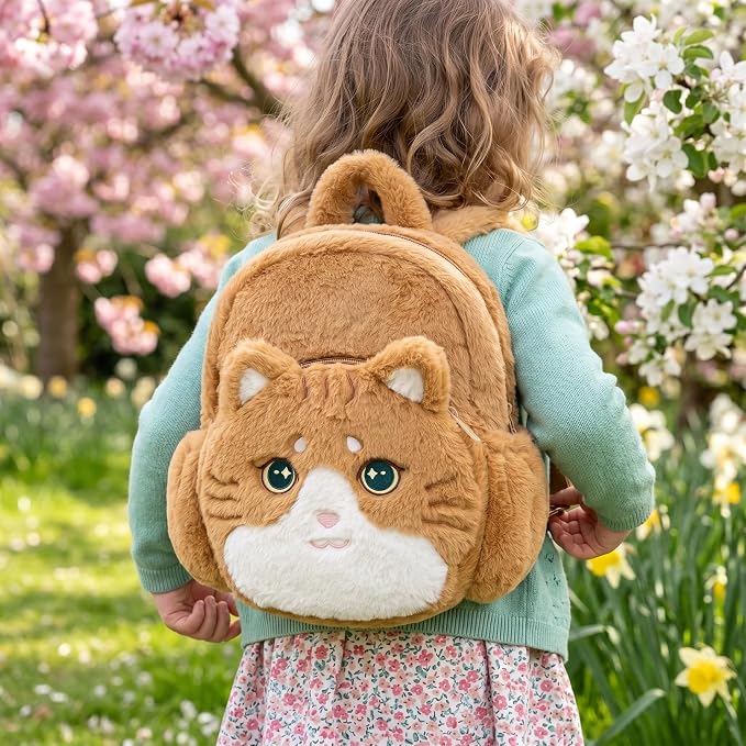 Lazada Adorable Cat Toddler Backpacks - Shaped Plush Backpack for Kids & Cat Lovers, Soft Stuffed Animal Backpack, Perfect for School, Travel & Daily Use 11Inches