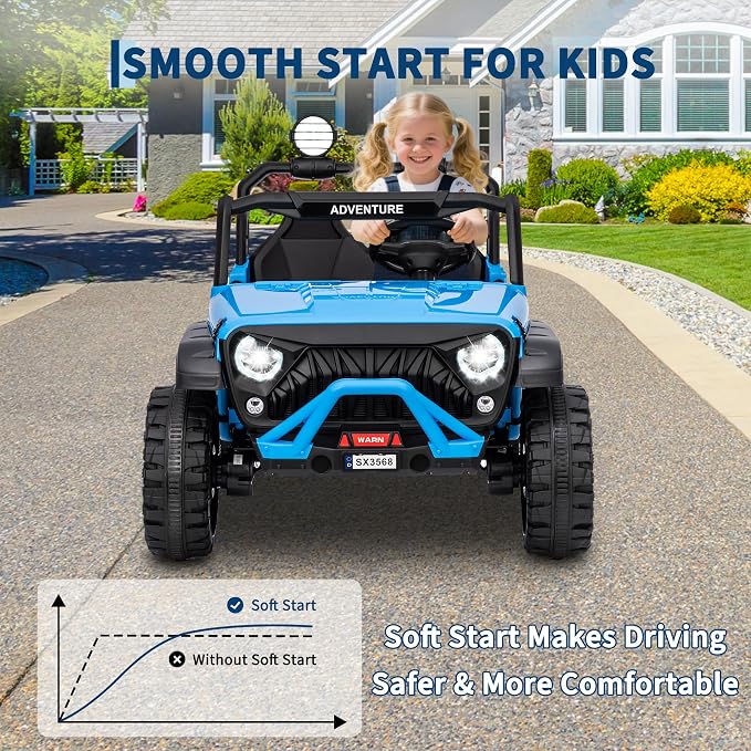 Garvee 24V Kids Electric Ride On Car with 4 x 45W Powerful Motors, Parent Remote Control & Manual Driving, Safety Speed 3-5 MPH, MP3 Player, Smooth Start, for Ages 3-8, Blue