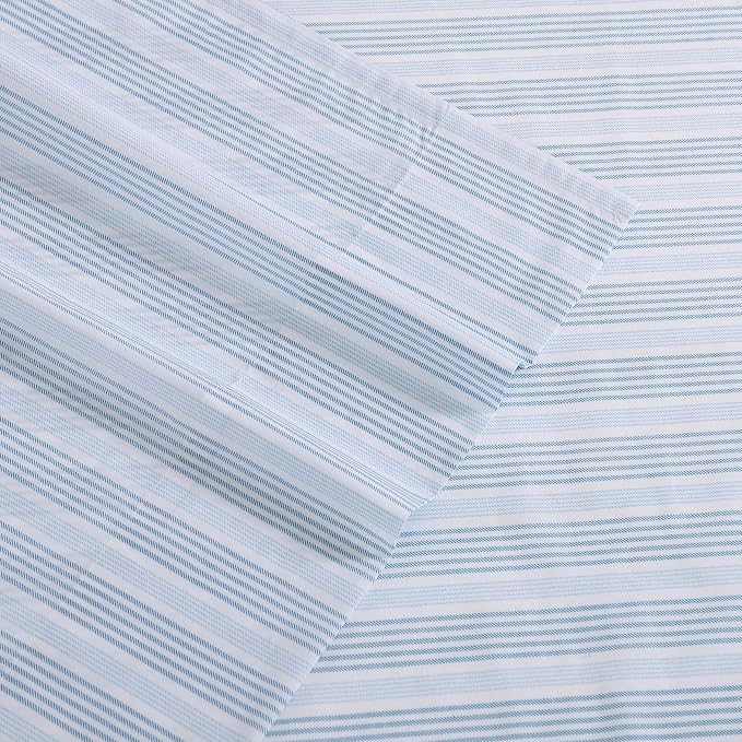 Nautica - Twin Size Sheets Set, Crisp & Tailored Striped Bedding with a Smooth Cotton Percale, Bed Sheets with Matching Pillowcase & Fitted Sheet (Tayleur Stripe Blue)