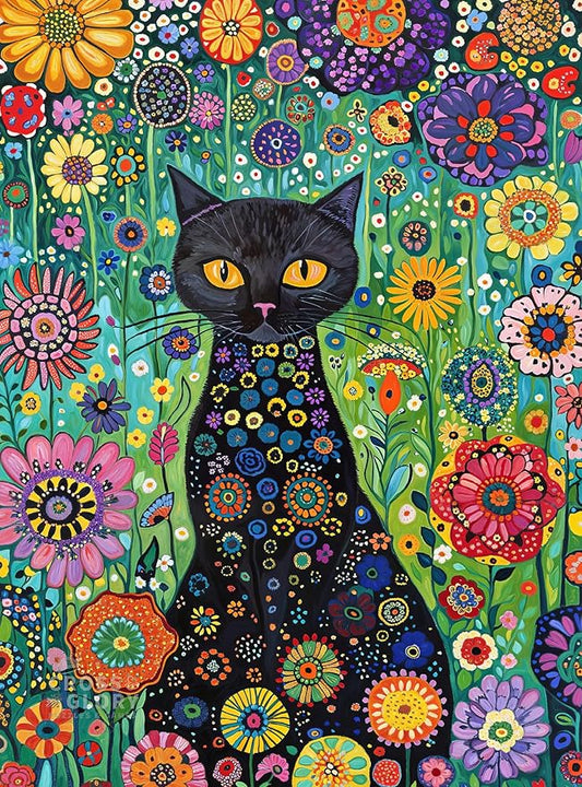Cross & Glory | 1000 Piece Jigsaw Puzzles for Adults | Petals and The Midnight Cat | 1000 Piece Puzzle for Adults Cats & Floral | Satin Finish | Ages 14+