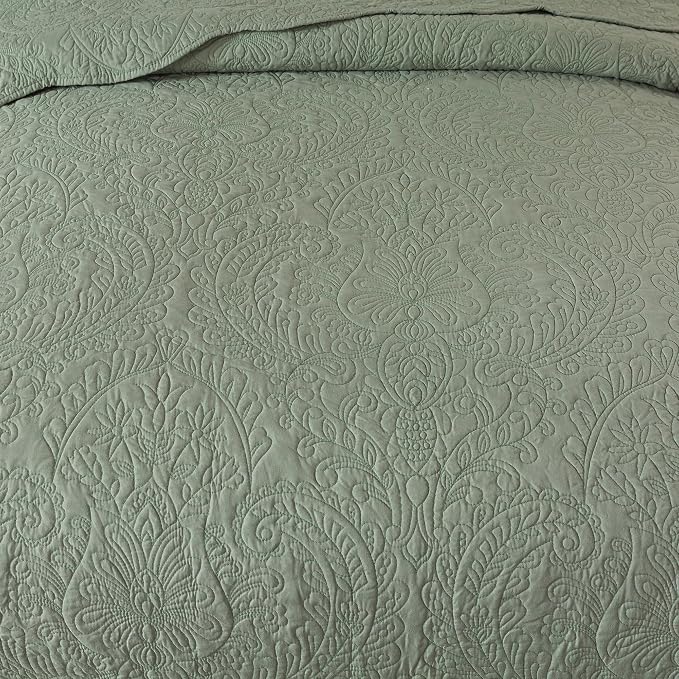 HoneiLife Queen Quilt Bedding Sets - Microfiber Quilt Sets for Queen Bed, 3-Piece Lightweight Bedspreads,Reversible Coverlets Rustic Bedlinen Sets, Embroidered Bedding Sets All Season Quilts