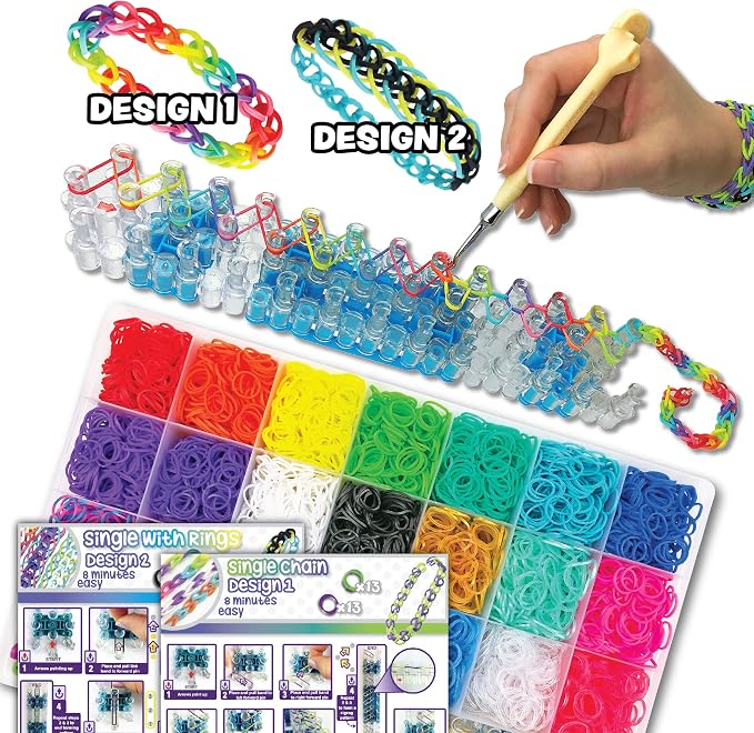 Rainbow Loom MEGA Combo Set, Features 7000+ Colorful Rubber Bands, 2 Step-by-Step Bracelet Instructions, Organizer Case, Great Gift for Kids 7+ DIY Craft, STEAM