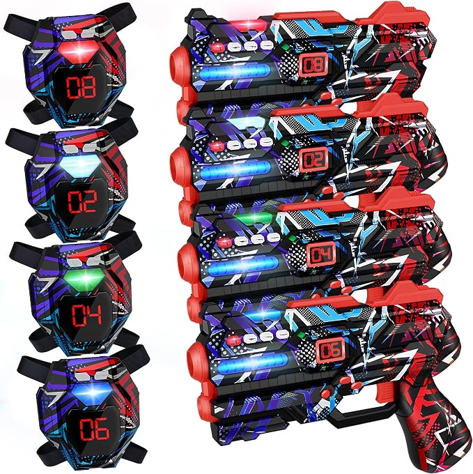 Laser Tag Guns Set of 4 Laser Tag Guns with Digital LED Score Display Vests,Gifts for Teens and Adults Boys & Girls,Adults and Family Fun,Gift for Kids Ages 8 9 10 11 12+Year Old Boy