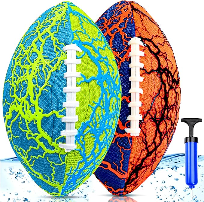 Jasonwell Pool Beach Water Football - 2Pack Strong Grip Waterproof Football for All-Weather Play Pool Toys Beach Games Outdoor Sports Toy Christmas Birthday Gifts for Kids Boys Teens Adults