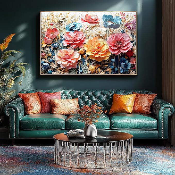 Floral Garden 1000 Piece Jigsaw Puzzle for Adults Vintage Botanical Art Colorful Flowers Challenging Adult Puzzle with Poster Challenging Puzzle 27.6x19.7 Inch Art Puzzle