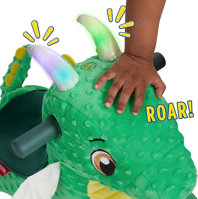 Radio Flyer Jade the Magical Touch Dragon Ride On, Ages 1-3, Interactive Lights & Sounds, Horns Light Up Riding, EZ-Glide 360-degree Wheels, Easy Grip Handles, Soft Plush Face, Toddler Ride On Toys