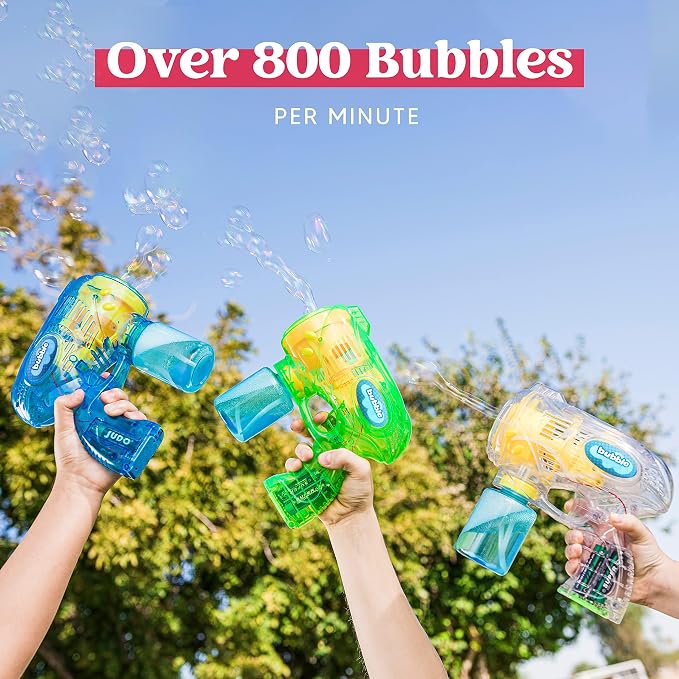 JOYIN 3 Packs Bubble Guns with 3 Solutions, Automatic Bubble Maker Blower Machine for Kids, Party Favors, Summer Toy, Birthday, Outdoor & Indoor Activity, Easter