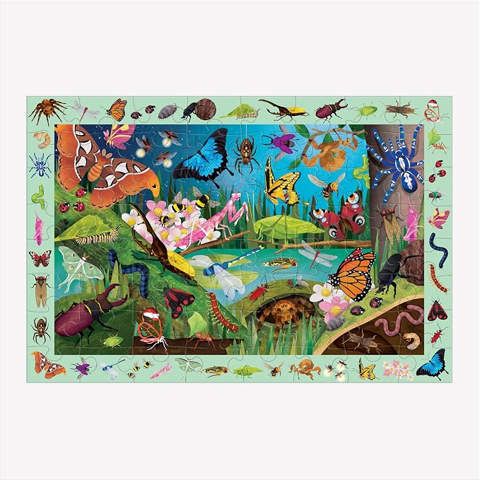 Mudpuppy Bugs & Butterflies — 64 Piece Search & Find Puzzle Jigsaw Puzzle Featuring Diverse Bugs and Insects and Over 40 Hidden Images to Find for Ages 4+