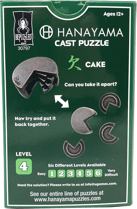 CAKE Hanayama Cast Metal Brain Teaser Puzzle _ New 2017 Design _ Level 4 Difficulty Rating