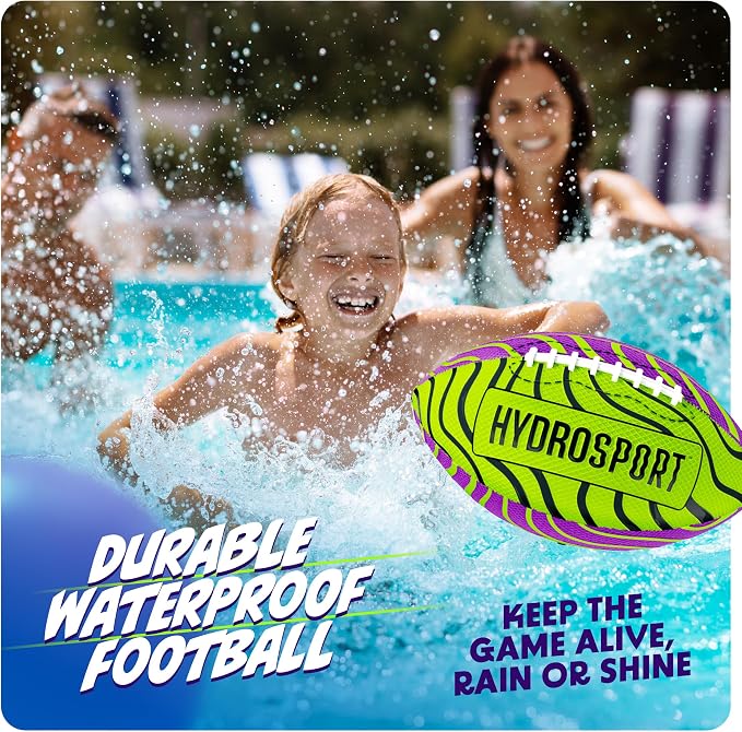 HydroSport Water Football for Pool, Beach, Lake - Waterproof Pool Toys for Kids Ages 8-12 - Teen Boys Gift - Swimming Balls Sports - Family, Teens Boys & Adults Fun - Outdoor Accessories