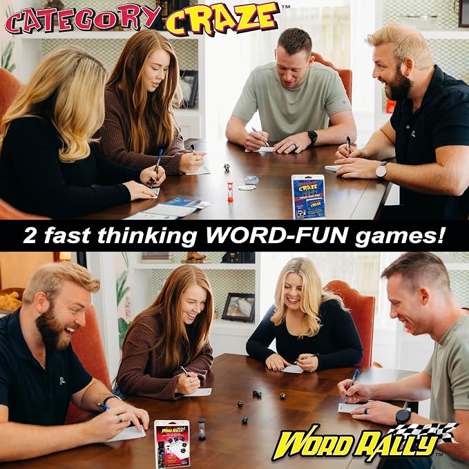 2-Pack – Category Craze and Word Rally Fast-paced, Family-Friendly Word-Fun Games!