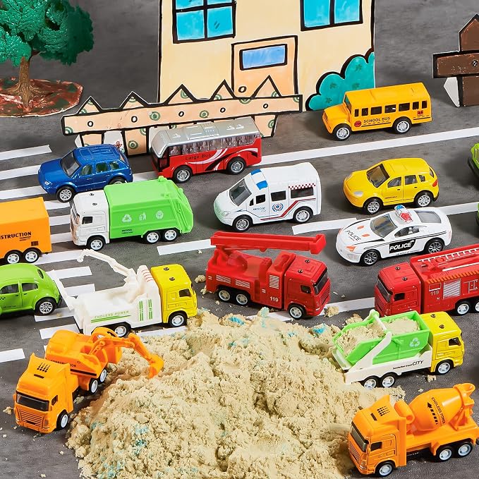 JOYIN 20PCS Die Cast Pull Back Cars, Metal Toy Cars, Car Toys Bulk, Vehicle Set for Toddlers, Kids Party Favors, Cake Toppers, Stocking Stuffers, Race Cars Toys for Boys