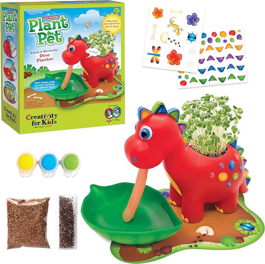 Creativity for Kids Dinosaur Self Watering Plant Pet, Kids DIY Kit, Dinosaur Crafts for Boys, Outdoor Summer Fun (Ages 6+)