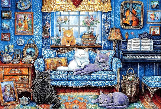 Blueforest 500 Piece Puzzles for Adults Clearance, Difficult Jigsaw Puzzles for Adult Challenging, Funny Cute Cats Unique Jigsaw Puzzles for Gifts Party Games Family Fun