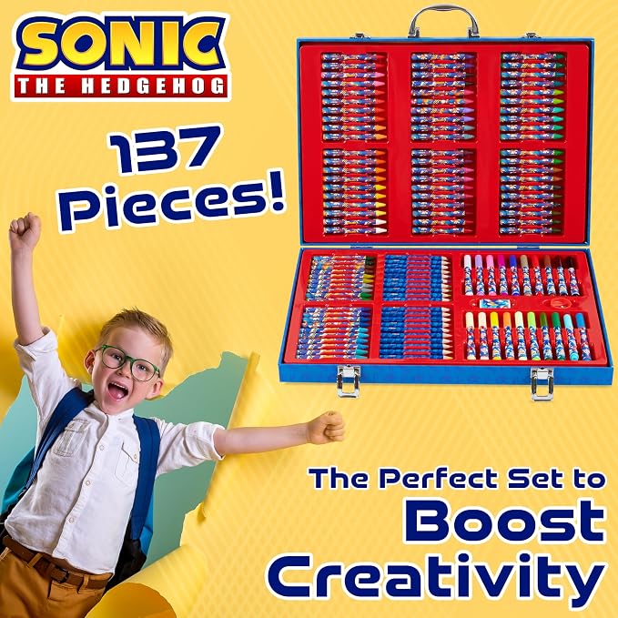 Get Trend Sonic THE Hedgehog Art Set for Kids with 137 Pcs, Art Supplies - Gifts for Boys