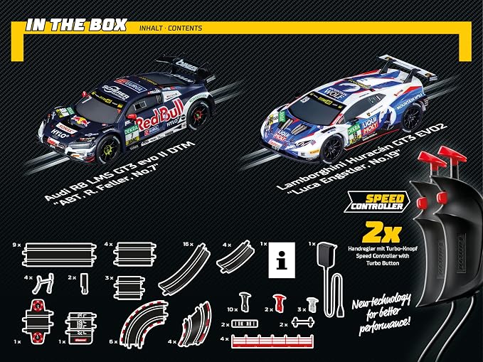 Carrera GO DTM Speed Giants Slot Car Race Track Set – Loop Racing | Electric slot car track, DTM racing toy for kids 6+, features loops, banked curves, flyover and lap counter, ~29-ft track