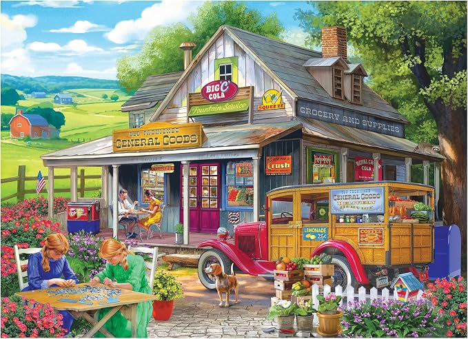 RoseArt - Chris Bigelow Country - General Goods 1000 Piece Jigsaw Puzzle - Vintage Country Store Scene – Adult Puzzle – Finished Size 26.625 x 19.25, Made in USA