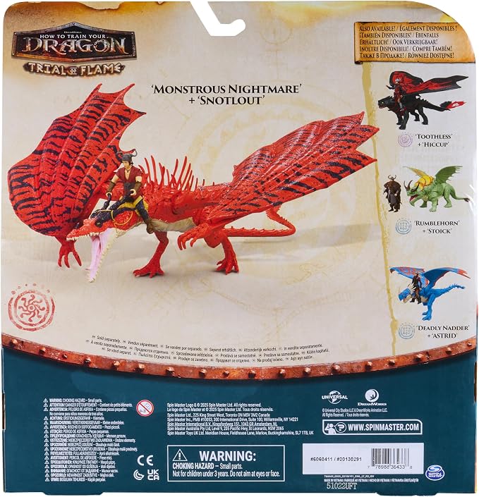 DreamWorks Dragons How to Train Your Dragon, Monstrous Nightmare and Snotlout, Viking Duo Action Figures, Kids Toys for Boys Ages 4 and up