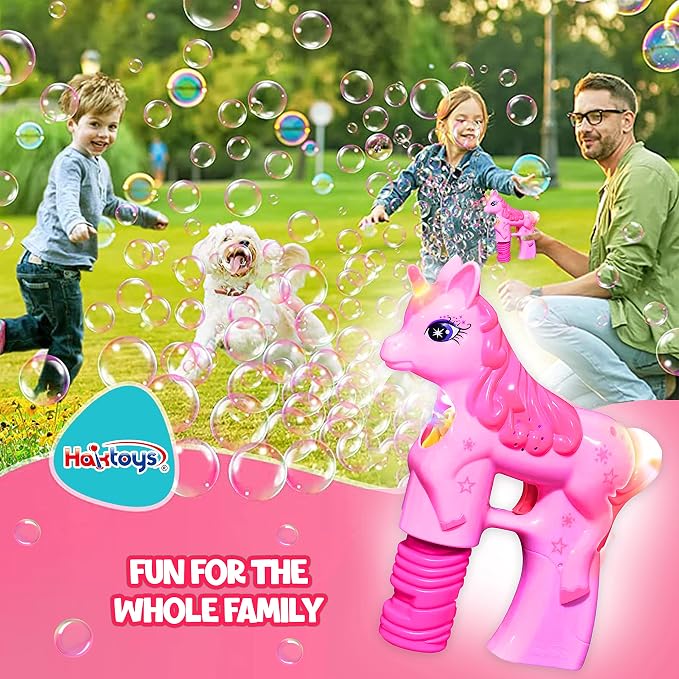 Pink Unicorn Bubble Gun for Kids – Automatic Bubble Machine Blower Toy | Cute Bubble Blaster for Toddlers, Boys & Girls | Outdoor Play, Birthday Party & Summer Fun