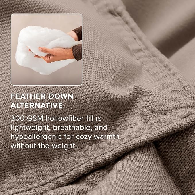 Bare Home Bed-in-A-Bag 5 Piece Comforter & Sheet Set - Twin XL - Goose Down Alternative - Ultra-Soft 1800 Premium Bed Set (Twin XL, Taupe/Sand)