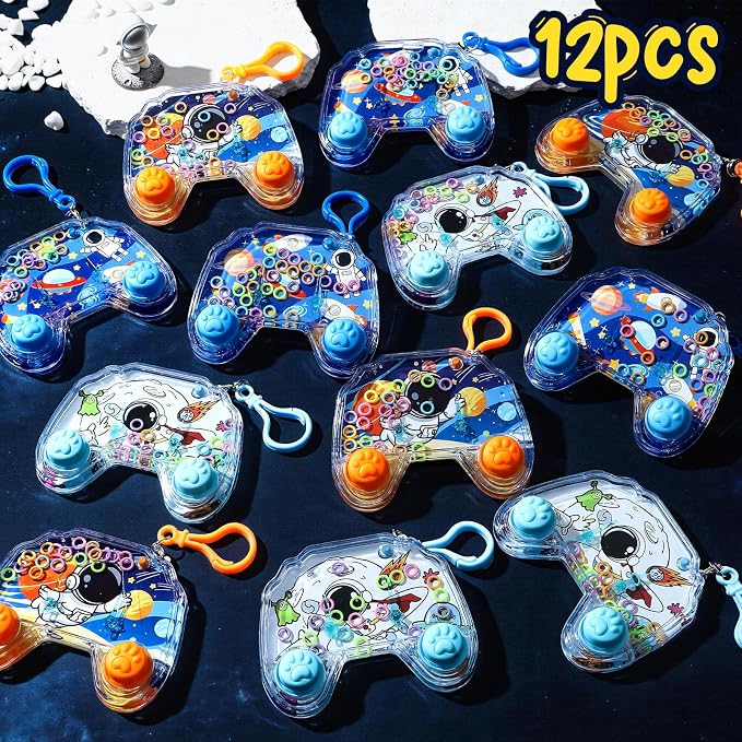 Cleboen 12 Pack Handheld Water Games for Kids, Water Ring Toss Handheld Games Space Party Favors Goodie Bag Stuffers Classroom Rewards for Boys Girls, Stress-Relief Car Games Travel Toys for Kids