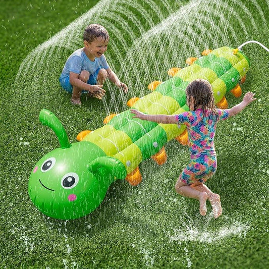 Water Sprinkler for Kids, Large Caterpillar Inflatable Sprinkler, Kids Sprinklers for Yard, Outdoor Water Toys Spray Summer Water Play for Boys Girls Dogs Backyard (Green)